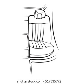 black outlined vehicle seat-vector drawing