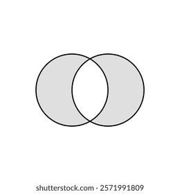 Black outlined Vesica Piscis symbol featuring two overlapping circles