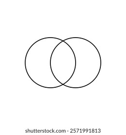 Black outlined Vesica Piscis symbol featuring two overlapping circles