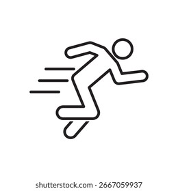 Icono de Vector de estilo de contornos negros de una persona que corre rápido.