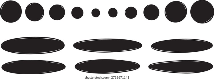 Formas ovaladas y circulares negras para diseño y maquetación