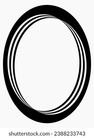 Black oval frame isolated on white. Vector frame for photo. Frame for text, certificate, pictures, diploma	