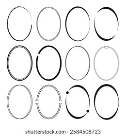 Black Oval Frame Vector Illustration