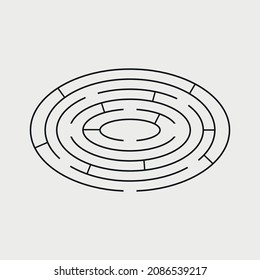 black oval maze on white background