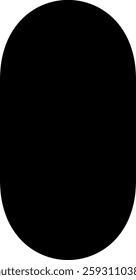 Black oval shape on a white background. Oval design, simple oval shape, bold black oval. Minimalist black art, geometric shape. Isolated vector illustration.