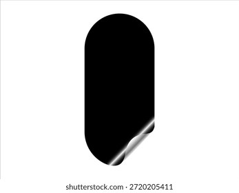 Black oval shape with shiny reflection on lower right isolated on white background