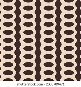 Black ovals and columns pattern. Seamless ornament in vector.