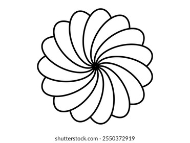 Black oval-shaped swirl icon on white background