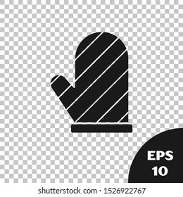 Black Oven glove icon isolated on transparent background. Kitchen potholder sign. Cooking glove.  Vector Illustration