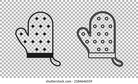 Black Oven glove icon isolated on transparent background. Kitchen potholder sign. Cooking glove.  Vector