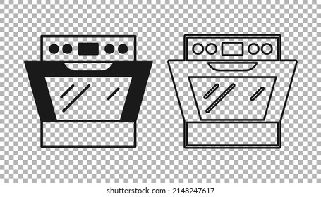 Black Oven icon isolated on transparent background. Stove gas oven sign.  Vector