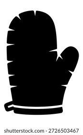 Manopla de horno negro para uso de cocina, ropa de mano protectora para cocinar y hornear, silueta simple.