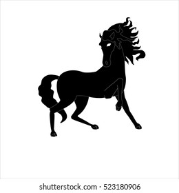 Black over white horse vector silhouette