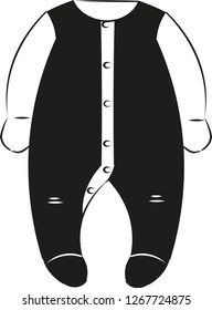 Black overalls for newborns. Baby clothes. Isolated vector illustration.