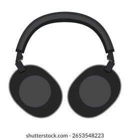 Black over-ear headphones vector illustration