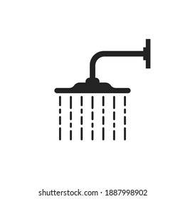 black overhead shower simple icon. flat style trend modern logotype element graphic art design isolated on white background. concept of not economical water consumption and falling down drip