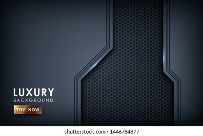 Black overlap background vector. Realistic overlap layer on hexagon pattern background. vector illustration.