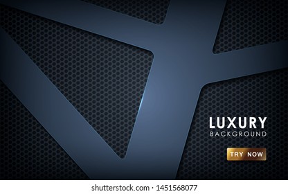 Black overlap background vector. Realistic overlap layer on hexagon pattern background. vector illustration.