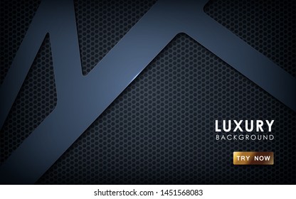 Black overlap background vector. Realistic overlap layer on hexagon pattern background. vector illustration.