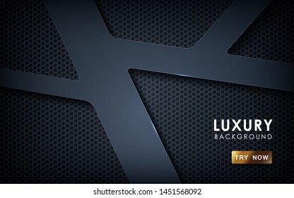 Black overlap background vector. Realistic overlap layer on hexagon pattern background. vector illustration.