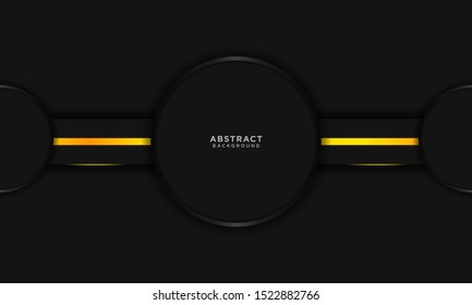 black overlapping background with gold line, black friday background, premium vector