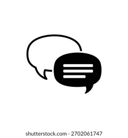 Black overlapping speech bubbles icon for chat or message design