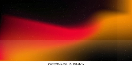 Black overlay background with holographic highlights in red and yellow. Texture of crumpled folded paper. Vector background with orange reflections