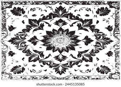 black overlay monochrome grunge seamless texture on white background, vector for background texture