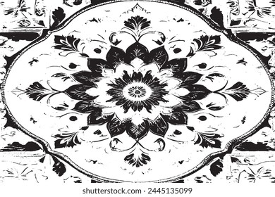 black overlay monochrome grunge seamless texture on white background, vector for background texture