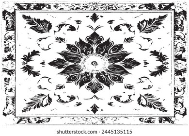 black overlay monochrome grunge seamless texture on white background, vector for background texture