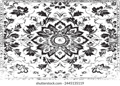 black overlay monochrome grunge seamless texture on white background, vector for background texture