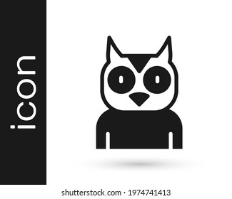 Black Owl bird icon isolated on white background. Animal symbol.  Vector