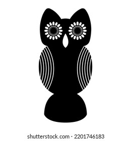 Schwarzes Eule-Design auf weißem Hintergrund, Weisheit-Eule-Symbol für Vektorgrafik.