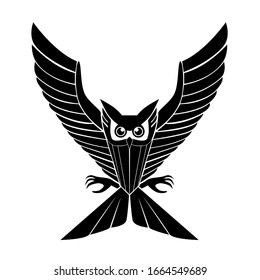 Black Owl with Flat Design Illustration