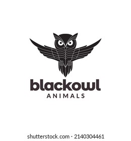 black owl geometric fly logo design, vector graphic symbol icon illustration creative idea
