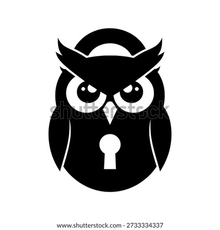 A black owl head with a keyhole beak, symbolizing security and vigilance.