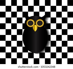 Black owl icon pop art background