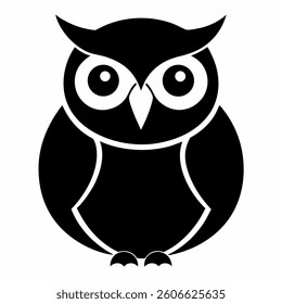 Black owl icon vector on white background.