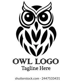 Black owl logo art vector.Owl logo Creative art logo