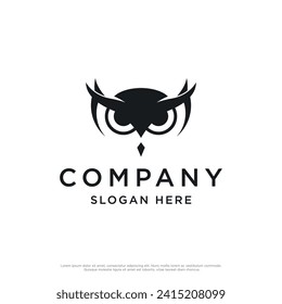 Diseño del logo de búho negro con ideas creativas.