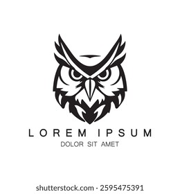 Black owl logo template design with creative idea