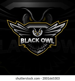 Black owl mascot logo esport templates