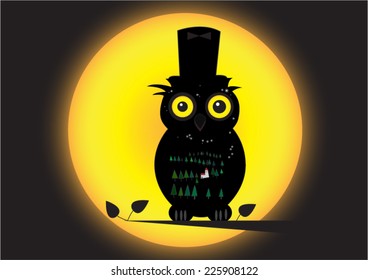 black owl night background