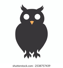 Black owl silhouette vector image with a white background.