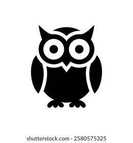 Black owl silhouettes. Owl icon.