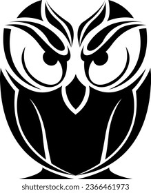 Black owl tattoo, tattoo illustration, vector on a white background.