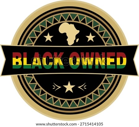 Black Owned Badge with African Map and Stars