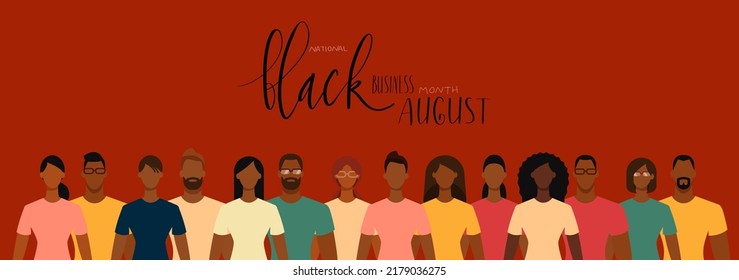 Black owned business month August lettering. African american visibility promotion banner template vector