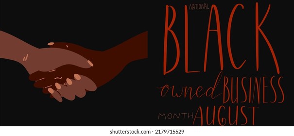 Black owned business month August lettering. African american visibility promotion banner template vector