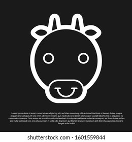 Black Ox zodiac sign icon isolated on black background. Astrological horoscope collection.  Vector Illustration